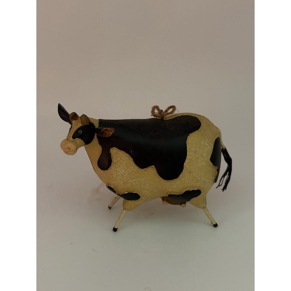 Vintage Farmhouse Resin Holstein Cow Ornament 3.5x3